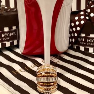 HENRI BENDEL MULTILAYERED BLING RING